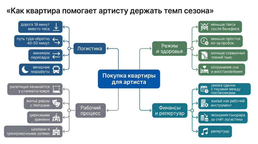 Как квартира помогает артисту держать темп сезона